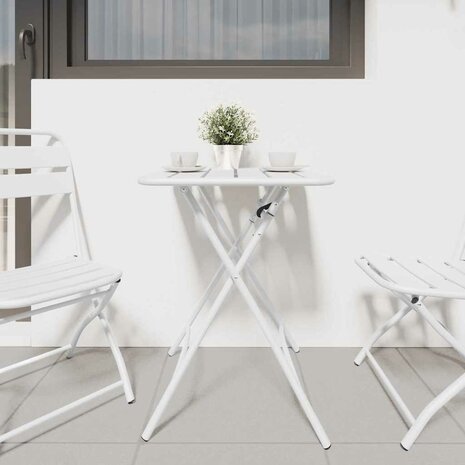 Tuintafel inklapbaar 55x55x73 cm staal wit 2