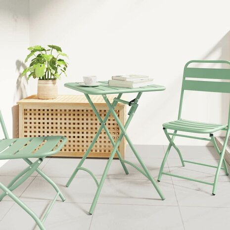 Tuintafel inklapbaar 55x55x73 cm staal lichtmint 1