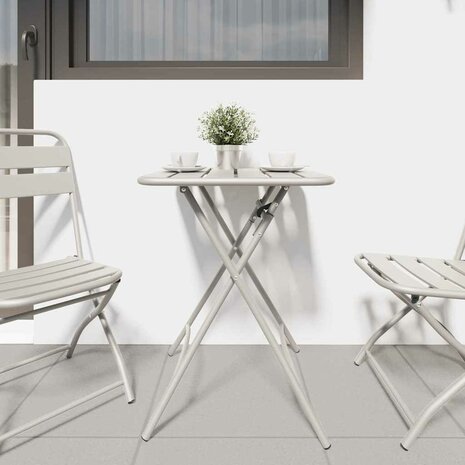 Tuintafel inklapbaar 55x55x73 cm staal beige 2