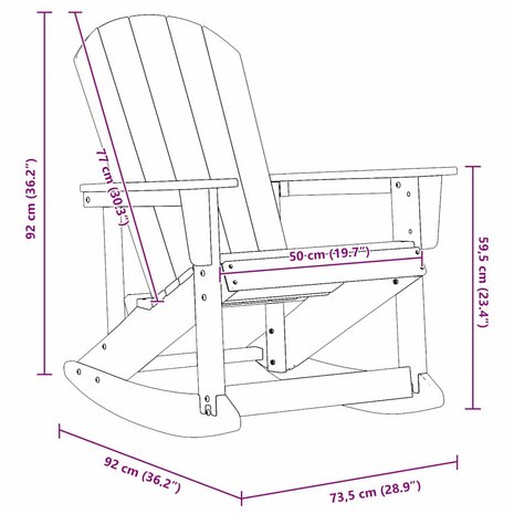 Adirondack Schommelstoel Marineblauw 73,5x92x90 cm van HDPE 8