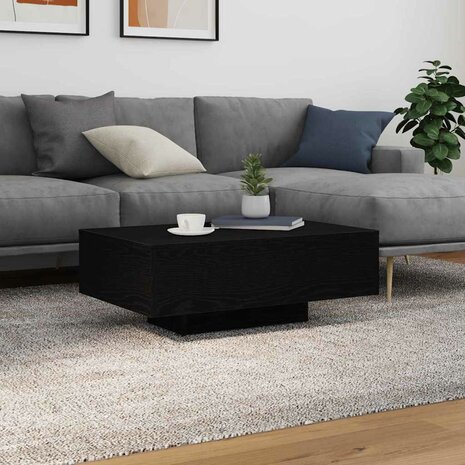 Salontafel met LED-verlichting 85x55x31 cm zwart eikenkleurig 1