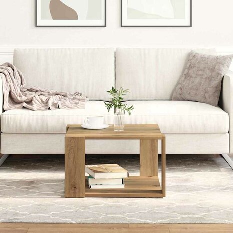 Salontafel Massief Eiken 51,5x51,5x30 cm 1