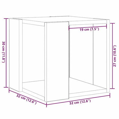 Salontafel Ambachtelijk eiken Massief eikenhout 32 x 32 x 30 cm 8
