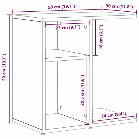 Bijzettafel Zwart Eiken 50x30x50 cm Samengesteld Hout 8