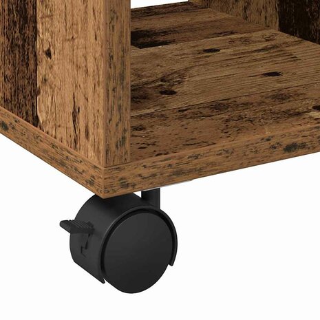 Bijzettafel met wielen 50x30x55 cm bewerkt hout oud houtkleurig 8