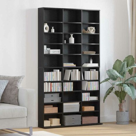 CD-kast 101x23x177,5 cm bewerkt hout zwart eikenkleurig 1