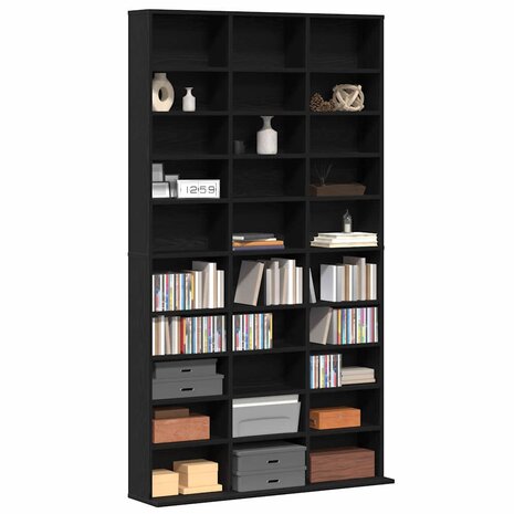 CD-kast 101x23x177,5 cm bewerkt hout zwart eikenkleurig 2
