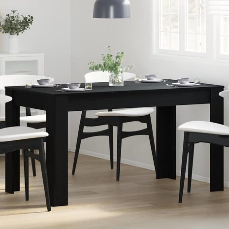 Eettafel Zwart Eiken 140x74,5x76 cm Geengineerd Hout 1