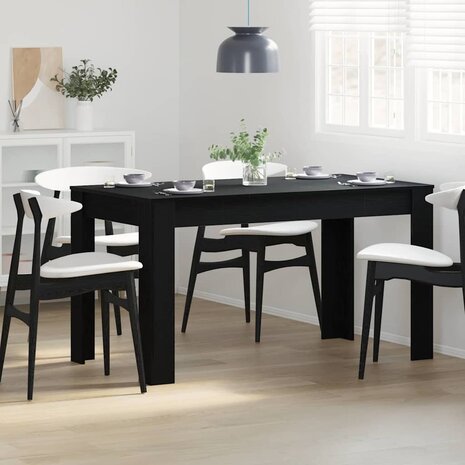 Eettafel Zwart Eiken 140x74,5x76 cm Geengineerd Hout 3