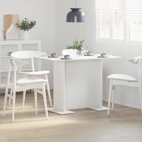 Eettafel 110x60x75 cm bewerkt hout wit 1