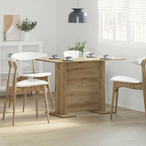 Eettafel 110x60x75 cm bewerkt hout artisanaal eiken 1
