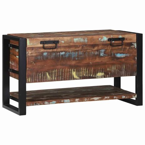 Opbergkist 80x35x45 cm massief ruw gerecycled hout meerkleurig 2