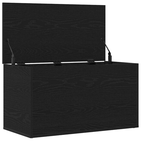 Opbergkist Zwart Eiken 84x42x46 cm Bewerkt Hout 4
