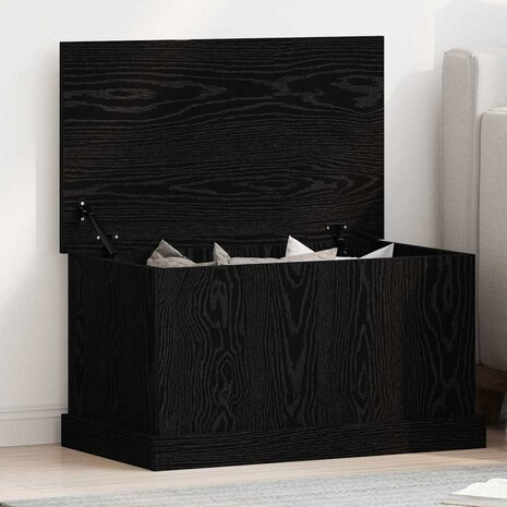 Opbergkist 70x40x38 cm bewerkt hout zwart eikenkleurig 1