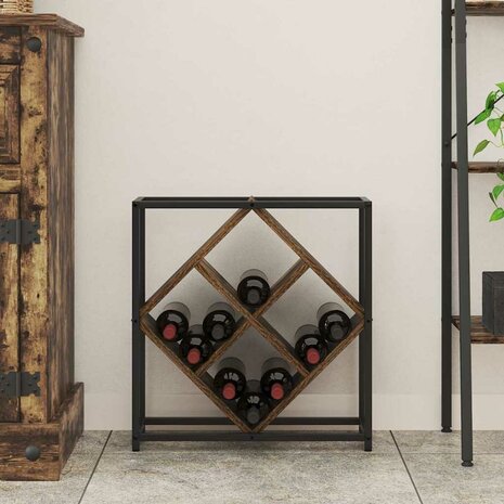 Wijnrek 51x18x52,5 cm bewerkt hout gerookt eikenkleurig 3