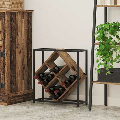 Wijnrek 51x18x52,5 cm bewerkt hout oud houtkleurig 1