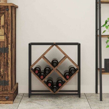 Wijnrek 51x18x52,5 cm bewerkt hout oud houtkleurig 3