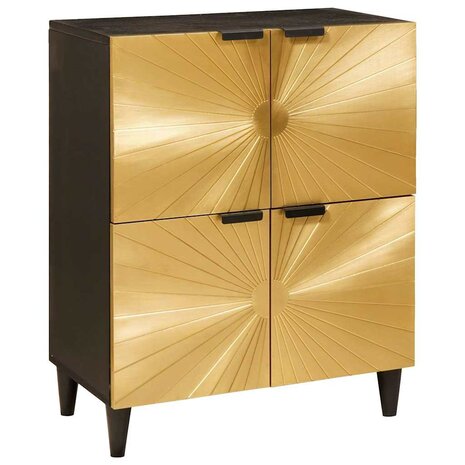Bijzetkast Zwart en Goud 60 x 33.5 x 75 cm massief mangohout 1