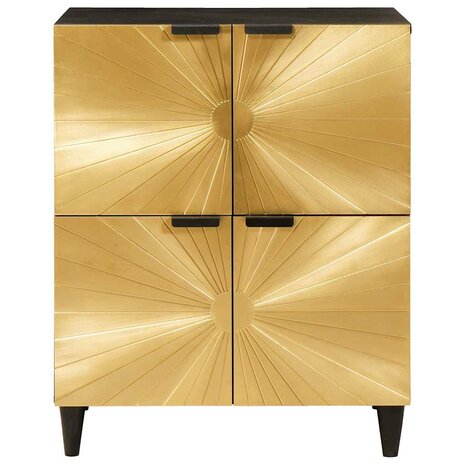Bijzetkast Zwart en Goud 60 x 33.5 x 75 cm massief mangohout 3