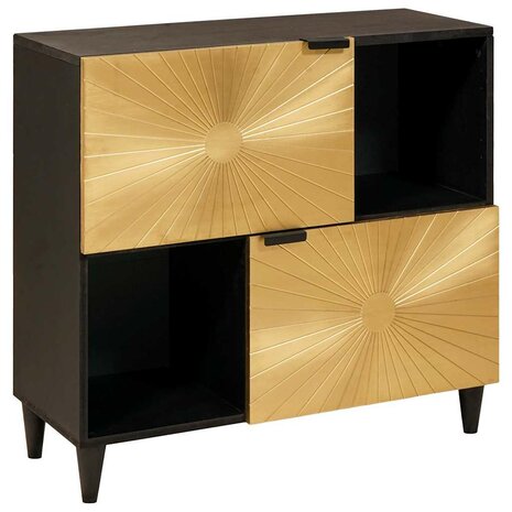 Bijzetkast Zwart en Goud 80 x 33.5 x 75 cm massief mangohout 1