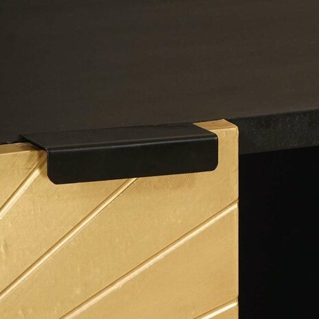 Bijzetkast Zwart en Goud 80 x 33.5 x 75 cm massief mangohout 7