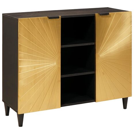 Bijzetkast Zwart en Goud 90 x 33.5 x 75 cm massief mangohout 1