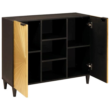 Bijzetkast Zwart en Goud 90 x 33.5 x 75 cm massief mangohout 2