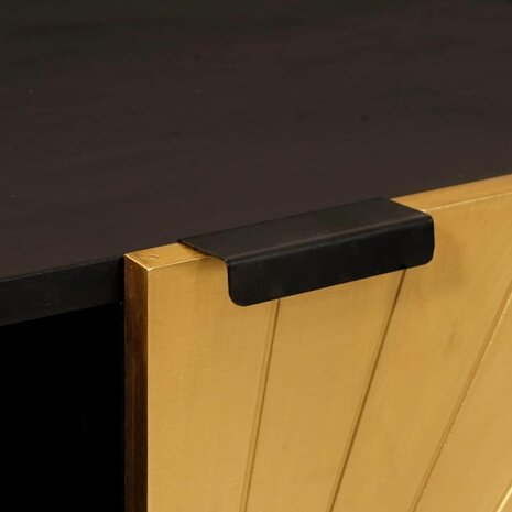Bijzetkast Zwart en Goud 90 x 33.5 x 75 cm massief mangohout 7