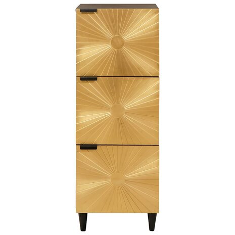 Bijzetkast Zwart en Goud 40 x 33.5 x 110 cm massief mangohout 3