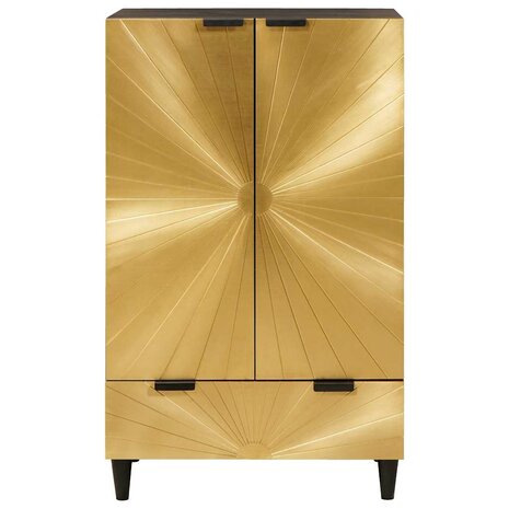 Bijzetkast Zwart en Goud 60 x 33.5 x 100 cm massief mangohout 3