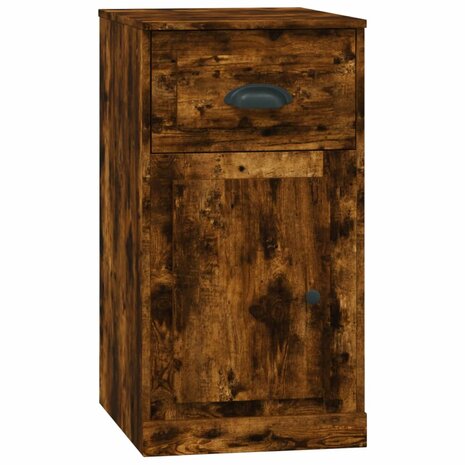 Bijzetkast met lade 40x50x75 cm bewerkt hout gerookt eikenkleur 2
