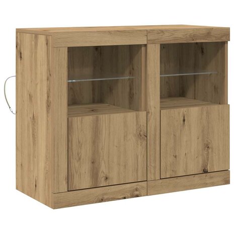 Bijzetkast 2 pcs artisanaal eikenkleurig 41 x 37 x 67 cm 2