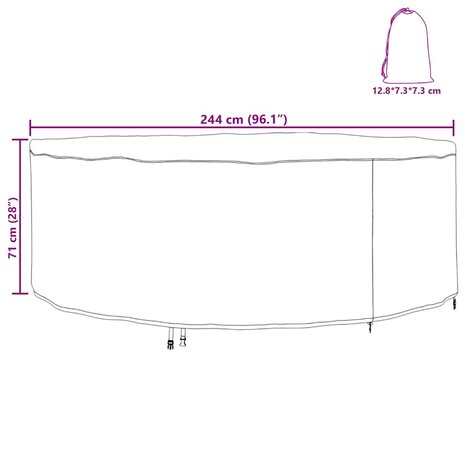 Buitenmeubelhoes Zwart 244 x 244 x 71 cm 210D oxford stof 9