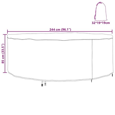 Buitenmeubelhoes Zwart 244 x 244 x 85 cm 210D oxford stof 9