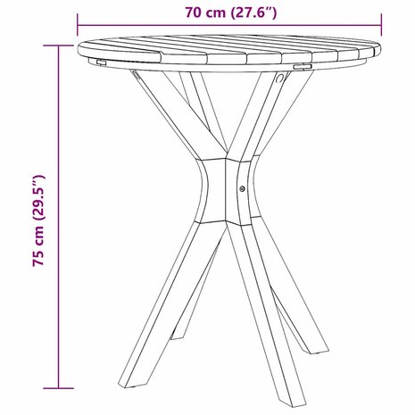 Bistrotafel Bruin 70 x 70 x 75 cm Massief teakhout 8