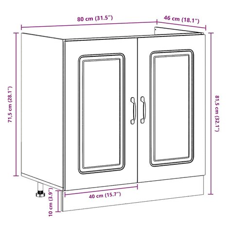 Keukenkast met opslag 2 pcs Wit 80 x 46 x 81.5 cm Bewerkt hout 9