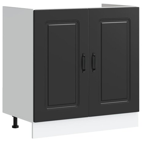 Keukenkast 2 pcs Zwart 80 x 46 x 81.5 cm Bewerkt hout 4
