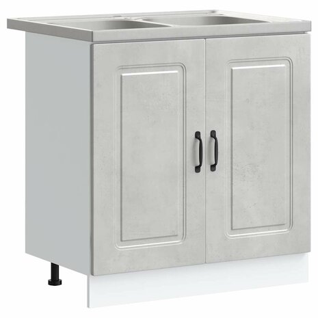 Keukenkast 2 pcs Grijs 80 x 46 x 81.5 cm Bewerkt hout 2