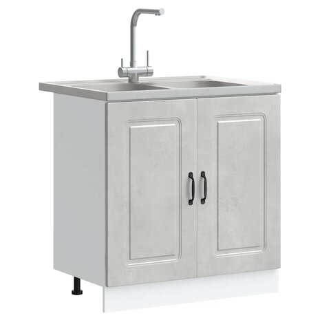 Keukenkast 2 pcs Grijs 80 x 46 x 81.5 cm Bewerkt hout 3