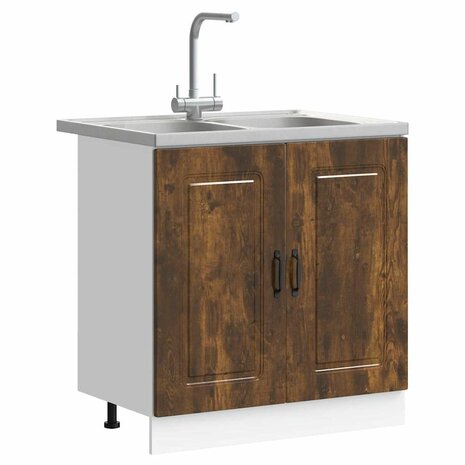 Keukenkast 2 pcs Bruin 80 x 46 x 81.5 cm Bewerkt hout 3