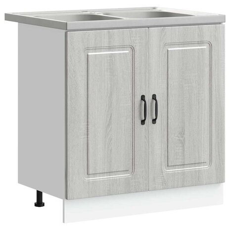 Keukenkast Kalmar 2 pcs Grijs 80 x 46 x 81.5 cm Bewerkt hout 2
