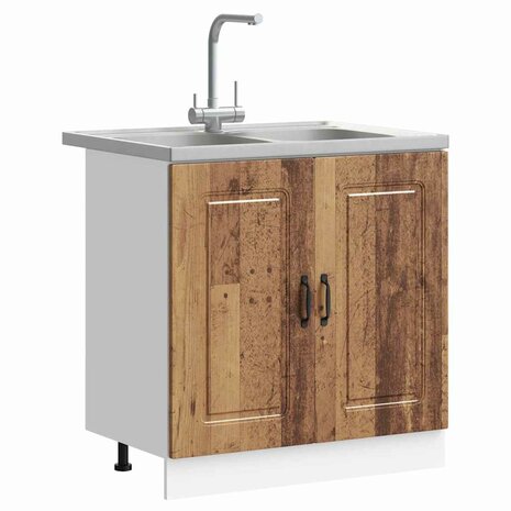 Keukenkast 2 pcs Bruin 80 x 46 x 81.5 cm Bewerkt hout 3