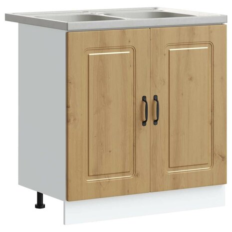 Keukenkast 2 pcs Bruin 80 x 46 x 81.5 cm Bewerkt hout 2