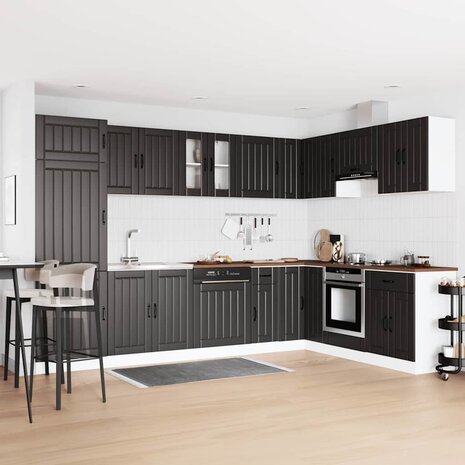 Keukenkast Lucca 2 pcs Zwart 80 x 46 x 81.5 cm Bewerkt hout 1