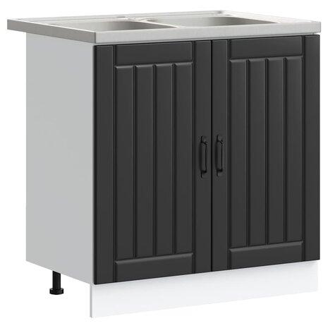 Keukenkast Lucca 2 pcs Zwart 80 x 46 x 81.5 cm Bewerkt hout 2