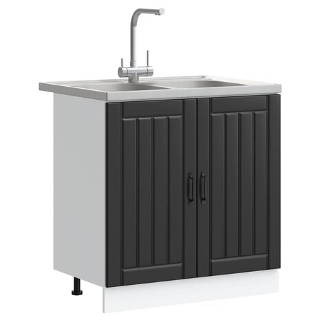 Keukenkast Lucca 2 pcs Zwart 80 x 46 x 81.5 cm Bewerkt hout 3