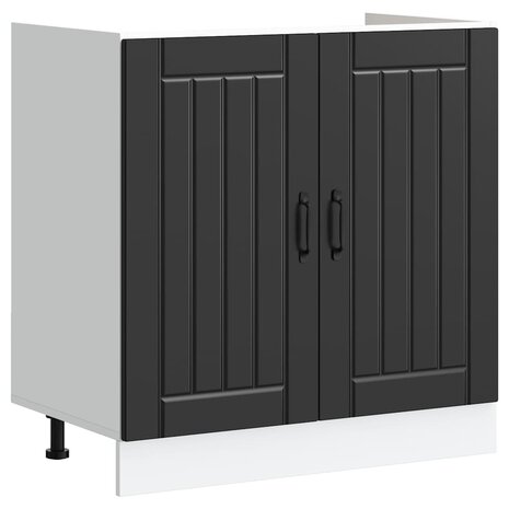 Keukenkast Lucca 2 pcs Zwart 80 x 46 x 81.5 cm Bewerkt hout 4
