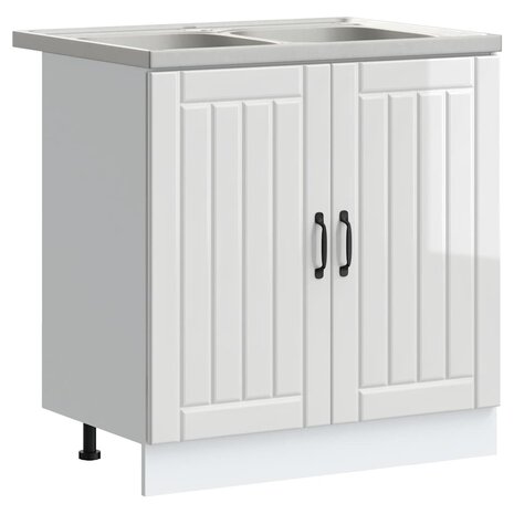 Keukenkast met opslag 2 pcs Wit 80 x 46 x 81.5 cm Bewerkt hout 2