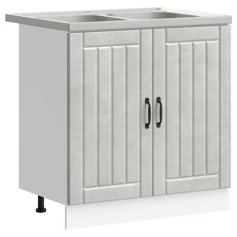 Keukenkast Lucca 2 pcs Grijs 80 x 46 x 81.5 cm Bewerkt hout 2