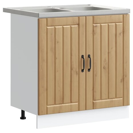 Keukenkast 2 pcs Bruin 80 x 46 x 81.5 cm Bewerkt hout 2